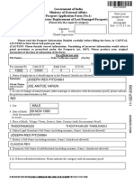 Government of India Ministry of External Affairs Passport Application Form (No.1) (For New / Re-Issue/ Replacement of Lost/Damaged Passport)