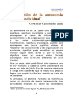 La Cuestion de La Autonomia Social e Individual