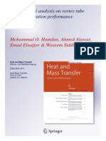 2011 - Experimental Analysis On Vortex Tube Energy Separation Performance