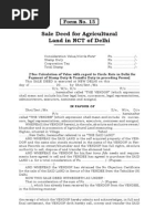 Sale Deed For Agricultural Land in NCT of Delhi: Form No. 15