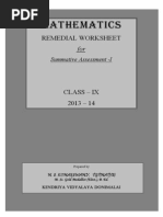 Class Ix Remedial Worksheet