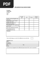 Speakers Evaluation Form