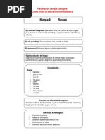 Planificacion de INGLES 4to