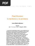 Paul Ricoeur: La Memoria y Promesa (Reseña)