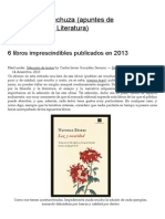 6 Libros Imprescindibles Publicados en 2013 - El Vuelo de La Lechuza (Apuntes de Sociofilosofía y Literatura)