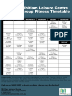 Group Fitness Timetable Whitlam Leisure Centre