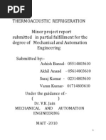 Thermoacoustic Refrigeratioa Report On Thermoacoustic Model of A Refrigerator