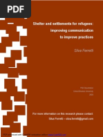 Shelter and Settlment For Refugees - Improving Communication To Improve Practices