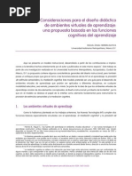 Consideraciones para El Diseño Didáctico de Ambientes Virtuales de Aprendizaje: Una Propuesta Basada en Las Funciones Cognitivas Del Aprendizaje