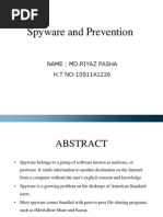 Spyware and Prevention: Name: MD - Riyaz Pasha H.T NO:10S11A1226