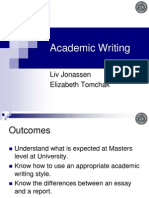 Academic Writing: Liv Jonassen Elizabeth Tomchak