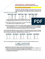 Comm 225: Pom, Winter 2012 - Review Questions,: Topic: Statistical Process Control