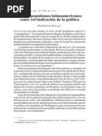 Follari, R. - Los Neopopulismos Latinoamericanos Como Reivindicacion de La Política