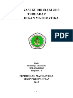 Implikasi Kurikulum 2013 Terhadap Pendidikan Matematika