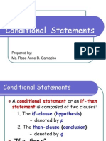 Conditional Statements: Prepared By: Ms. Rose Anne B. Camacho