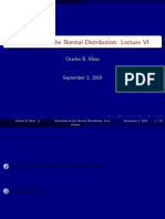 Derivation of The Normal Distribution: Lecture VI: Charles B. Moss