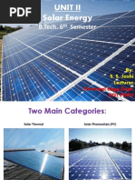 B.Tech. 6 Semester: Unit Ii Solar Energy