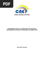 Reglamento para La Inscripción de Partidos, Movimientos Políticos y Registro de Directivas