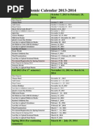 Academic Calendar Year (2013 - 2014) NJKBJBJKBJ