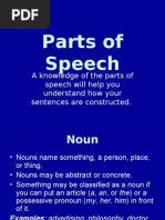 Parts of Speech: A Knowledge of The Parts of Speech Will Help You Understand How Your Sentences Are Constructed