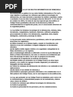 Resumen de La Ley de Delitos Informáticos de Venezuela