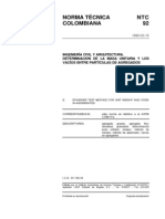 NTC 92 Determinación de La Masa Unitaria y Los Vacíos Entre Partículas de Agregados