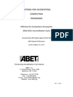 Criteria For Accrediting Computing Programs: Effective For Evaluations During The 2010-2011 Accreditation Cycle