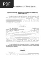 Contrato Individual de Trabajo Por Tiempo Indeterminado y Jornada Reducida