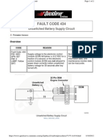 Fault Code 434: Unswitched Battery Supply Circuit