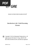 Introduction To The Verbal Reasoning Measure: Graduate Record Examinations