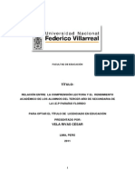 Comprension Lectora y Rendimiento Académico