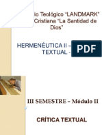 SEMINARIO LANDMARK Crítica Textual