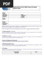 Application Form For Mini Project Funding Autumn 2007