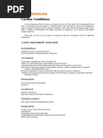 Cardiac Conditions: Client Assessment Data Base Activity/Rest