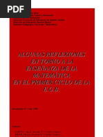 ALGUNAS REFLEXIONES ENTORNO A LA ENSENIANZA DE LA MATEMáTICA EN 1 CICLO