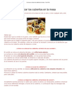 Como Usar y Colocar Los Cubiertos en La Mesa PDF