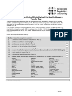 QLTT Certificate of Eligibility Form