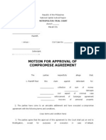 Motion For Approval of Compromise Agreement