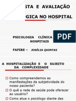 Entrevista e Avaliação Psicológica No Hospital