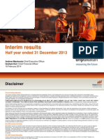 BHP Billiton Results For The Half Year Ended 31 December 2013