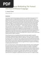 On The Human - Rethinking The Natural Selection of Human Language by Terrence W. Deacon