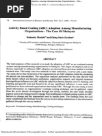 Activity Based Costing (ABC) Adoption Among Manufacturing Organizations - The Case of Malaysia