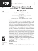 Psychological Aspects of Succession in Family Business Management