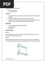 To Perform Torsion Test On Mild Steel and Cast Iron PDF