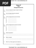 CBSE Class 6 Changes Around Us Worksheet