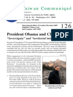 Taiwan Communiqué: President Obama and China