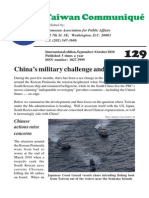 Taiwan Communiqué: China's Military Challenge and Taiwan