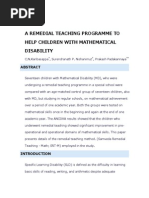 A Remedial Teaching Programme To Help Children With Mathematical Disability