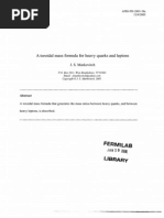 A Toroidal Mass Formula For Heavy Quarks and Leptons