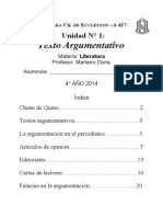 Unidad 1 - Texto Argumentativo - 4º Año 2014